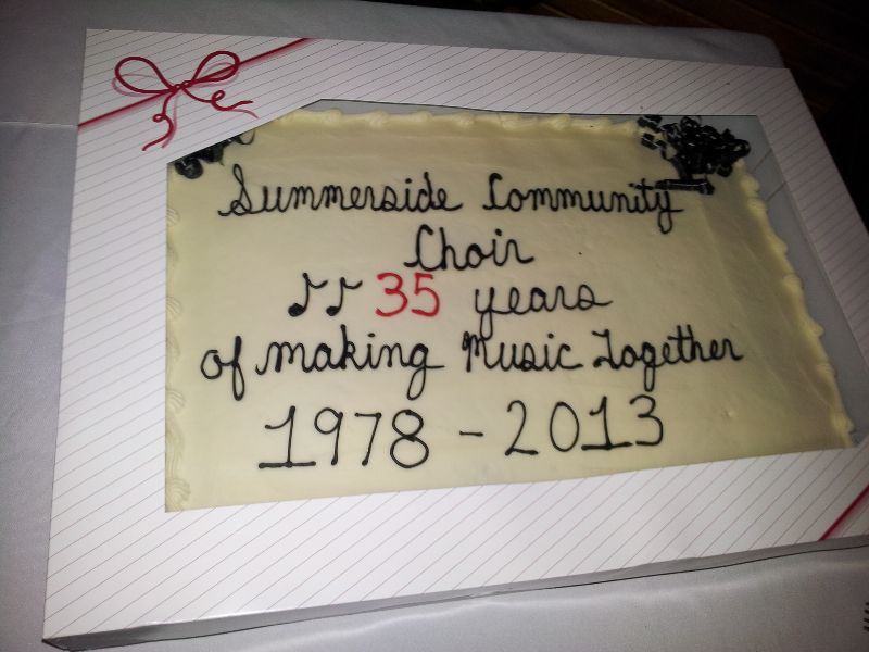 35th Anniversary Cake, decorated with music notes.